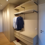 Customized wardrobe on measure and walk-in closet type A - FB 286 Peignoir matt lacquered with integrated handles and metal components in the color RAL8019