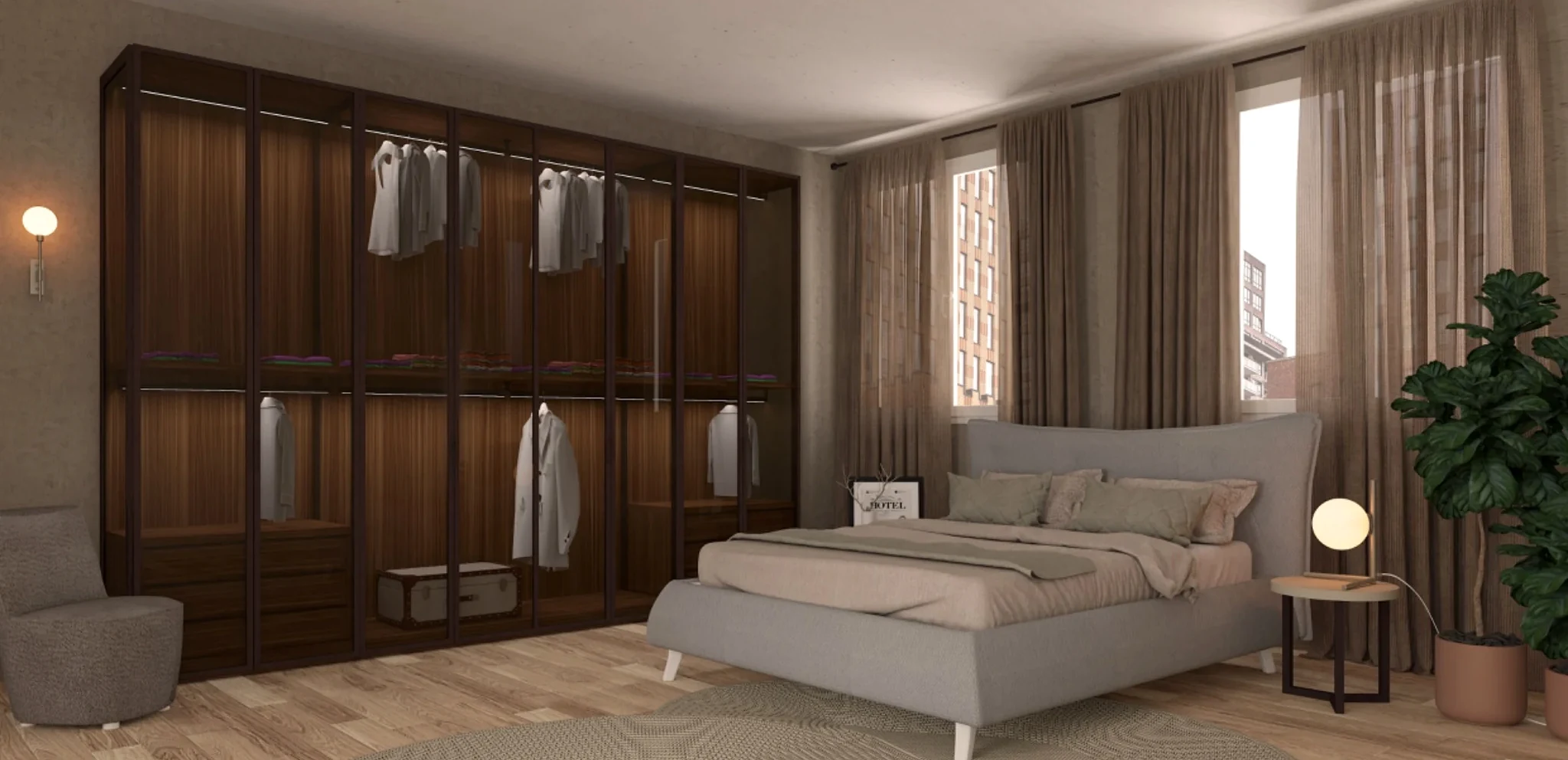 Wardrobe with Reflex glass doors