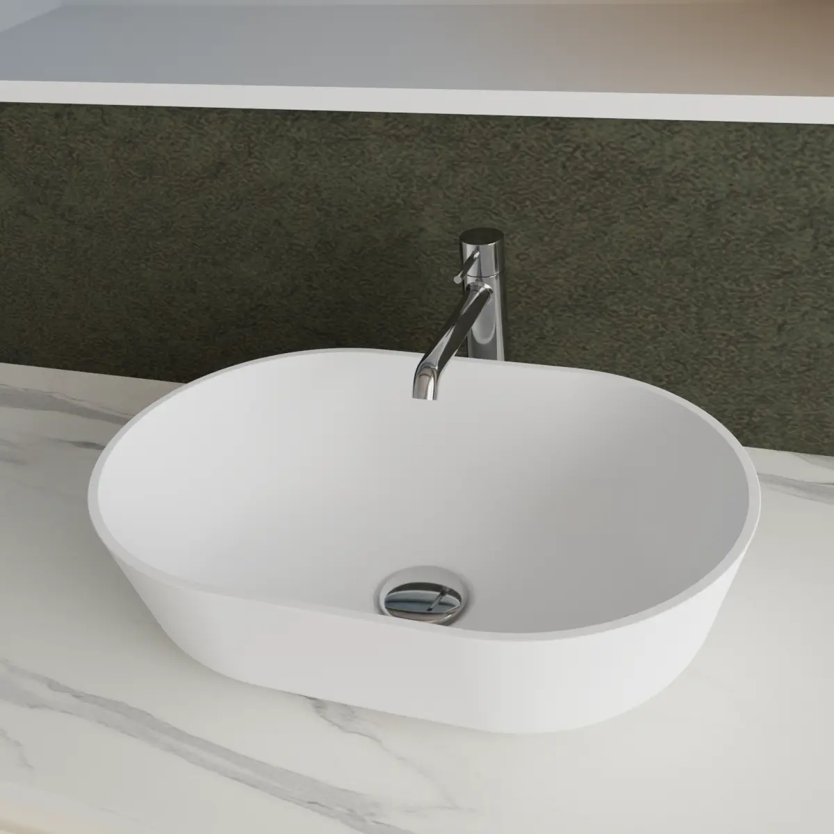 Meuble largeur 170cm, profondeur 51 cm, façades et structure en laqué mat RAL9001, poignée B , top hpl calacatta, vasque à poser code article PF1340 en  ocritech blanc. Miroir rectangulaire avec éclairage LED frontal le long du périmètre., connexion électrique à effectuer à un interrupteur mural; épaisseur : 2 cm.