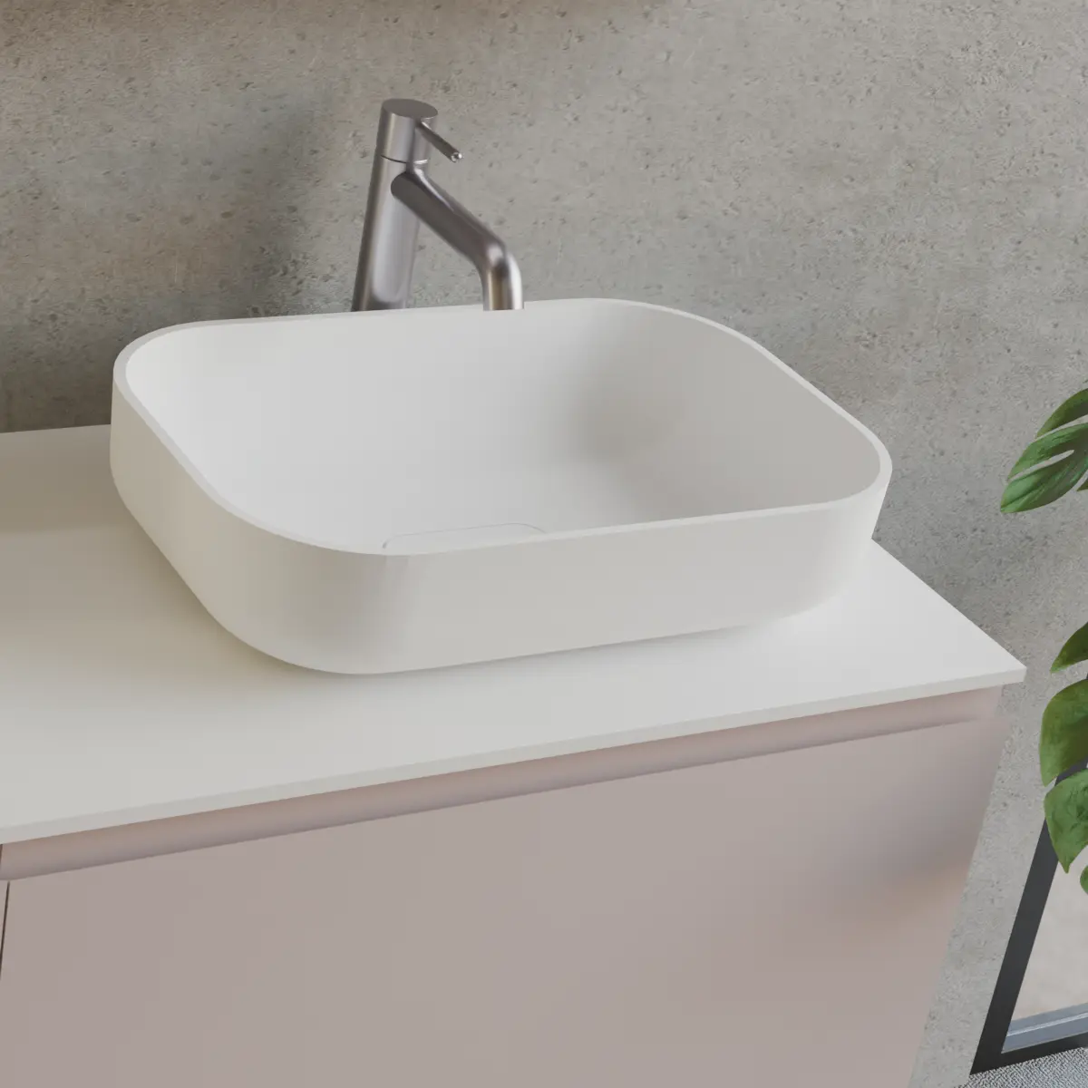 Meuble largeur 120cm, profondeur 46 cm, façades et structure en laqué mat FB 286 peignoir, poignée A, top tecnoril blanc, vasque à poser code article PF1440 en  ocritech blanc. Miroir avec cadre en bois, lumière LED supérieure et capteur tactile, finition stratifiée ou laquée mate assortie au meuble. Contactez-nous pour une couleur différente; épaisseur : 13 cm.