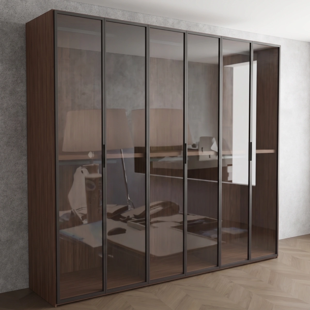 Wardrobe with reflex doors