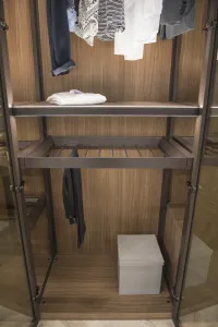 Wardrobe interior with shelf, pull-out trouser rack and lower compartment
