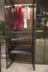 Glass door wardrobe - Module with clothes and shoe rack