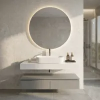 Badezimmermöbel - Horizon Kollektion wandhängend da 120 cm lackiert opaco RAL 7047 mit Waschbecken