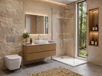 Mueble de baño suspendido de 120 cm laminato Rovere Naturale Legno con lavabo