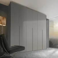 Schrank nach Maß - FB 216 chemise matt lackiert mit integrierten Griffen.

Die genauen Maße dieses Sideboards sind 277 cm Breite, 246 cm Höhe und 61 cm Tiefe.